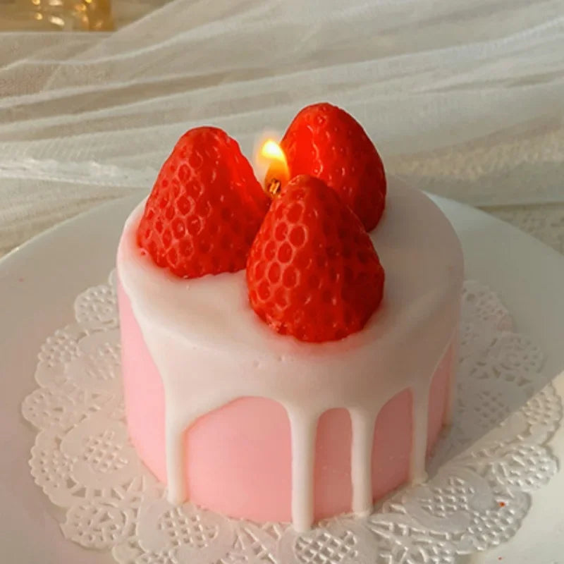 Simulated cream cake candles Strawberry chocolate cherry macaron scented candle lovely birthday gift velas navideñas decorativas