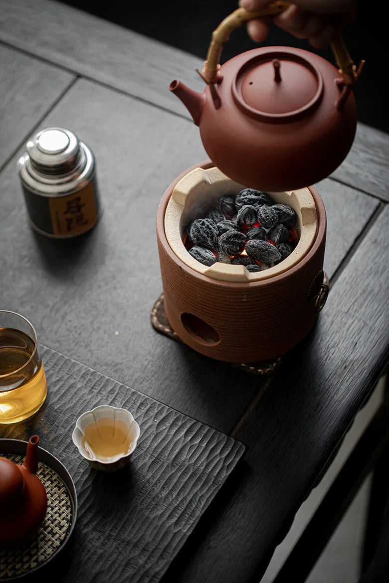 570ml Handmade Stoneware Tea Making Set Japanese Tea Stove Teapot Heating Base Household Teapot Warmer Kettle Stand Tea Ceremony