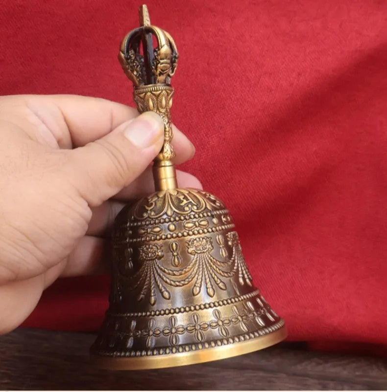 Tibetan Vajra Bell Brass Three Strand Chime Bell Zen Temples Buddhist Handheld Wind Chimes Portable Meditation Decoration Bells