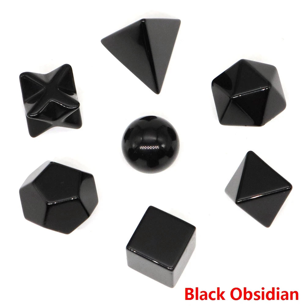 7Pcs/Set Platonic Crystal Solid Geometry Stone for Reiki Healing Chakra Gemstone Balancing Lucky Geometric Polyhedron Home Decor