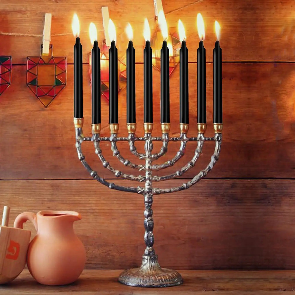 24 Pcs 4* 0.5in (10.2*1.2cm) Black Small Rod Wax, Drip-Free, Smoke-Free and Fragrance-Free Household Dinner Candles, Hand-Pulled, High-Quality, Suitable for All Places, Various Holidays.