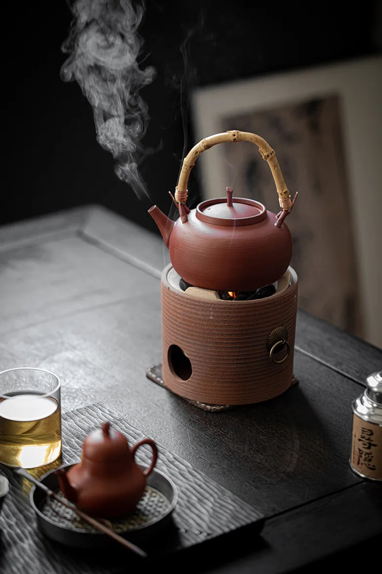 570ml Handmade Stoneware Tea Making Set Japanese Tea Stove Teapot Heating Base Household Teapot Warmer Kettle Stand Tea Ceremony