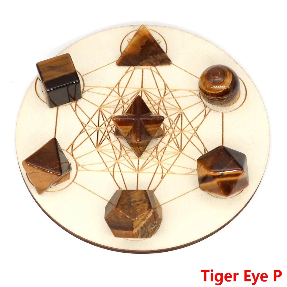 7Pcs/Set Platonic Crystal Solid Geometry Stone for Reiki Healing Chakra Gemstone Balancing Lucky Geometric Polyhedron Home Decor