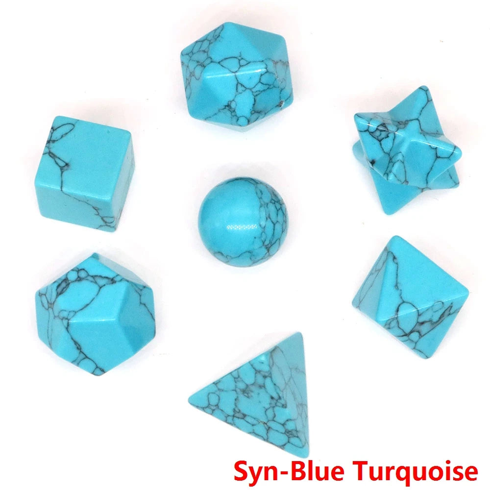 7Pcs/Set Platonic Crystal Solid Geometry Stone for Reiki Healing Chakra Gemstone Balancing Lucky Geometric Polyhedron Home Decor