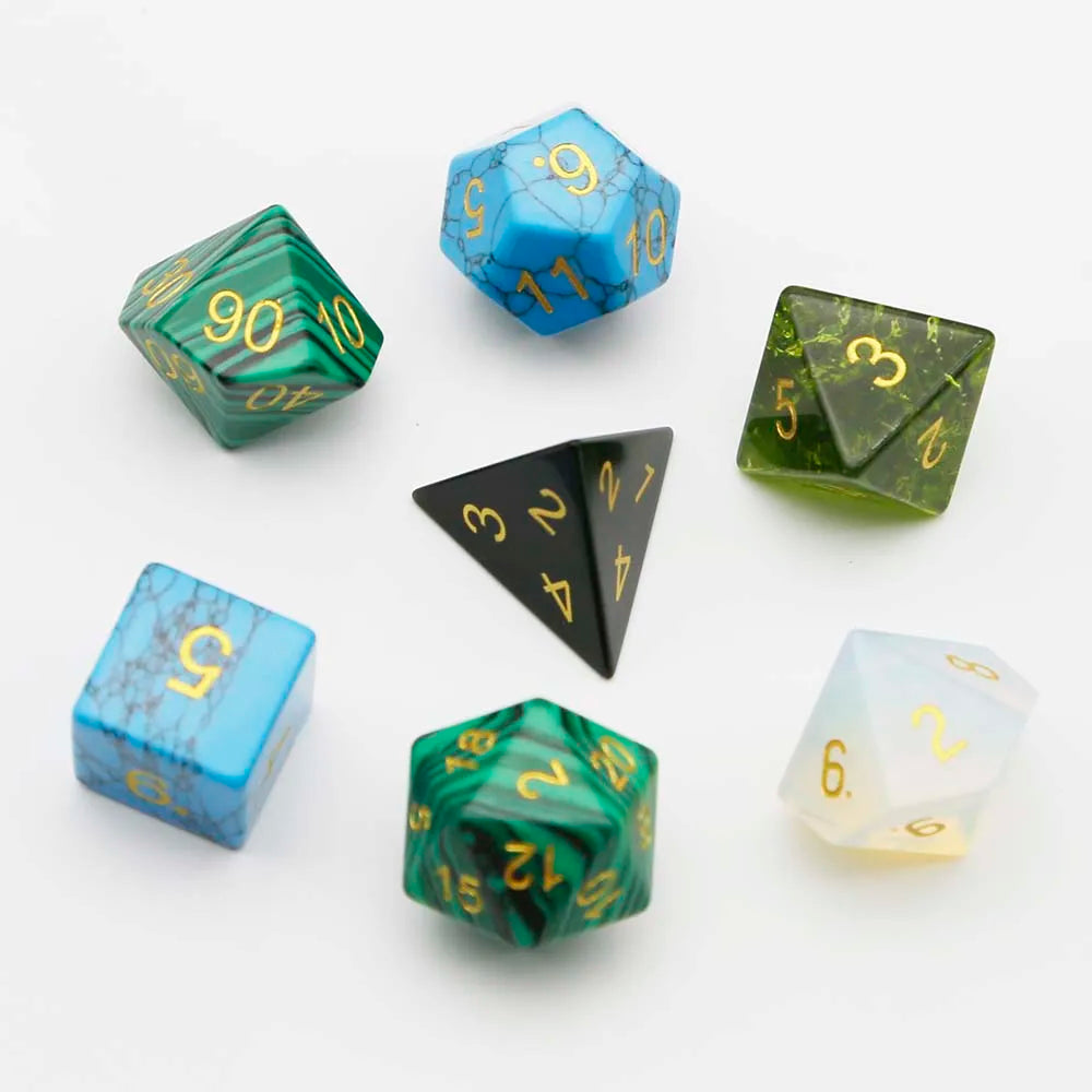 Fashion Natural Stone Hand Carved Polyhedral Dice Sets Healing Crystal Dungeon Dragons Table Board Roll Playing Games Craft Gift