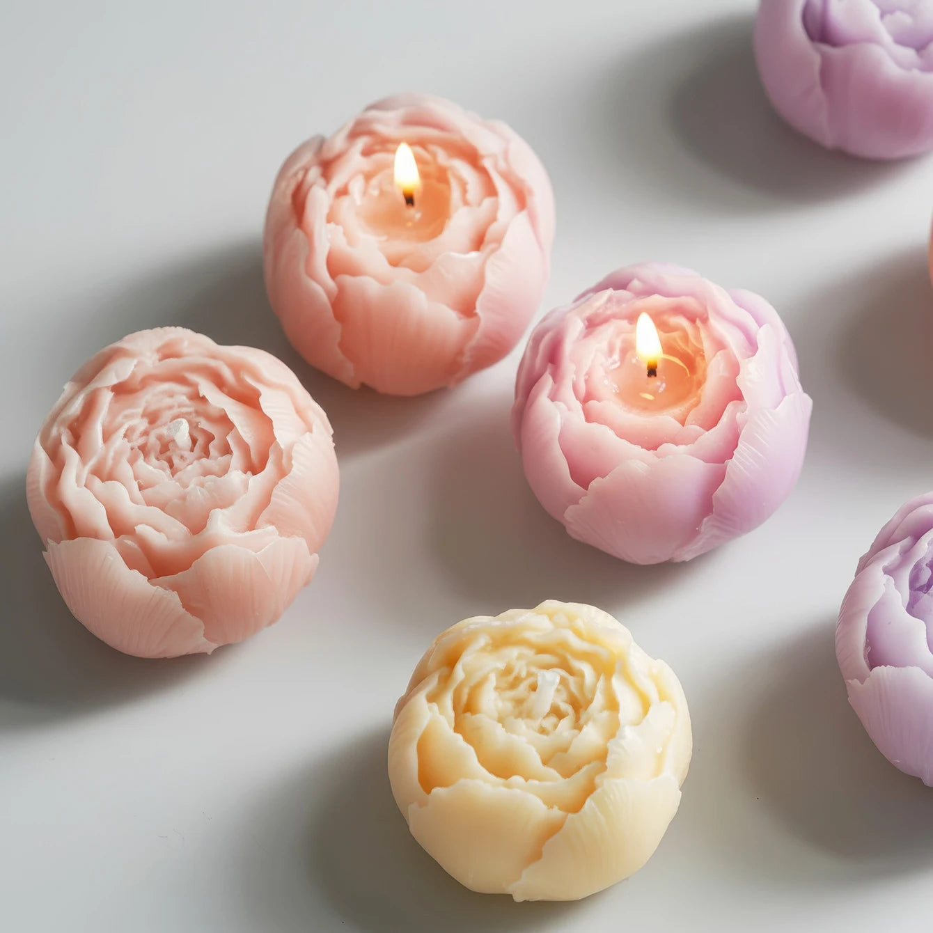 Rose Flower Shaped Soy Wax Candle Set of 4 Gift Box, Handmade Decorative Smokeless Candles for Home Decor,Birthday,Wedding Gifts