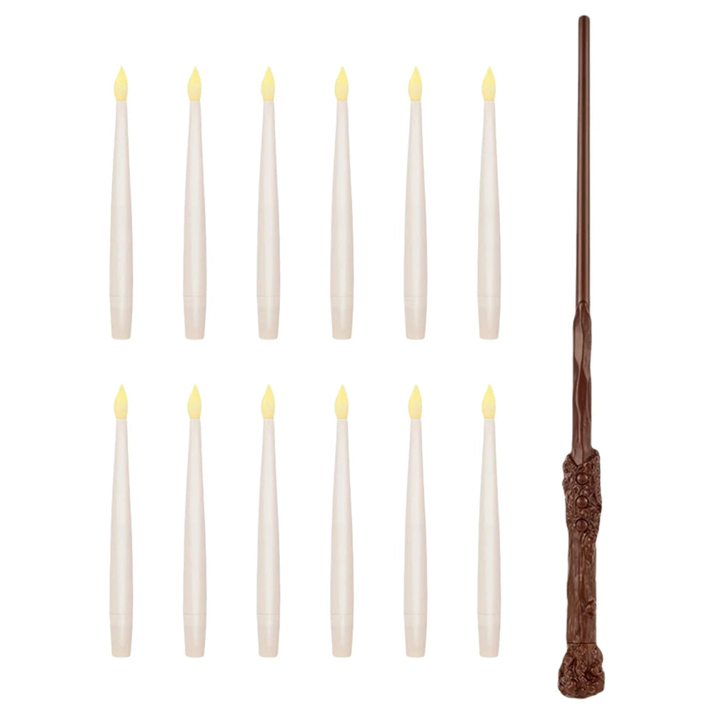 10-24PCS Flameless Floating Candles With Magic Wand Remote Battery Operated Hanging Flickering Warm Light Candle Wedding Christm