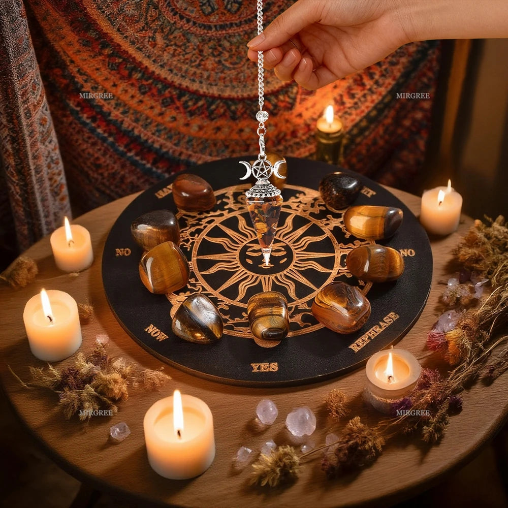 9/12pcs Amethyst and Crystal Pendulum Set with Divination Board - Perfect for Meditation and Divination