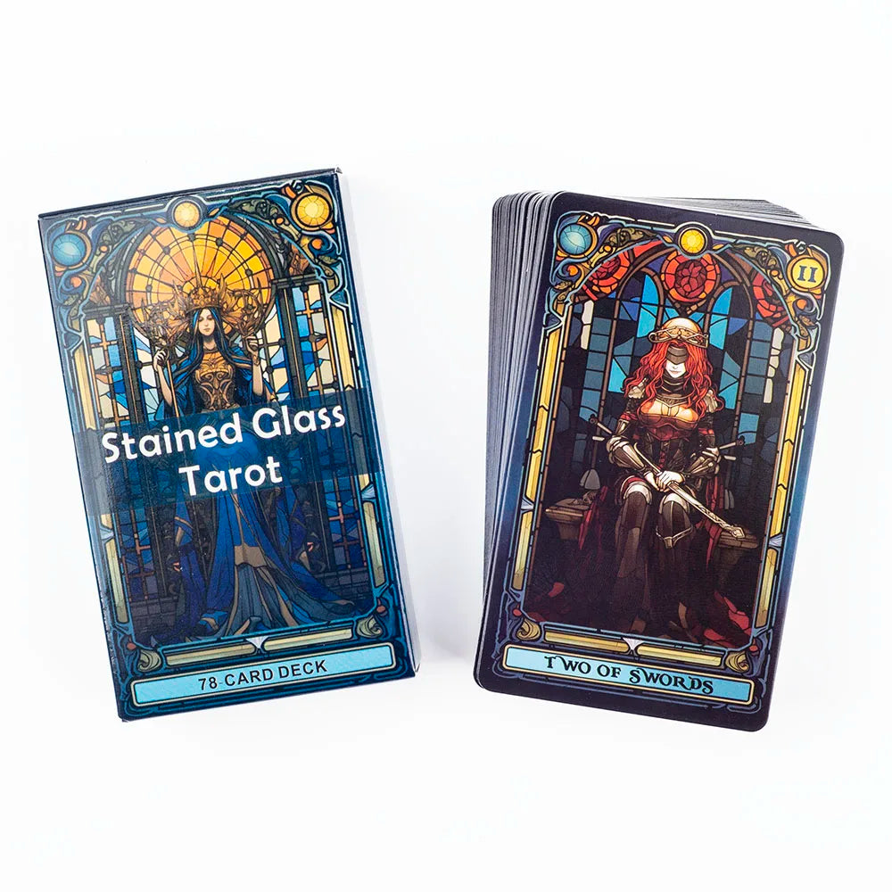 Stained Glass Tarot A 78-Card Deck Leisure Entertainment Game Card Family Gathering Divination Board Playing Games 10.3*6Cm