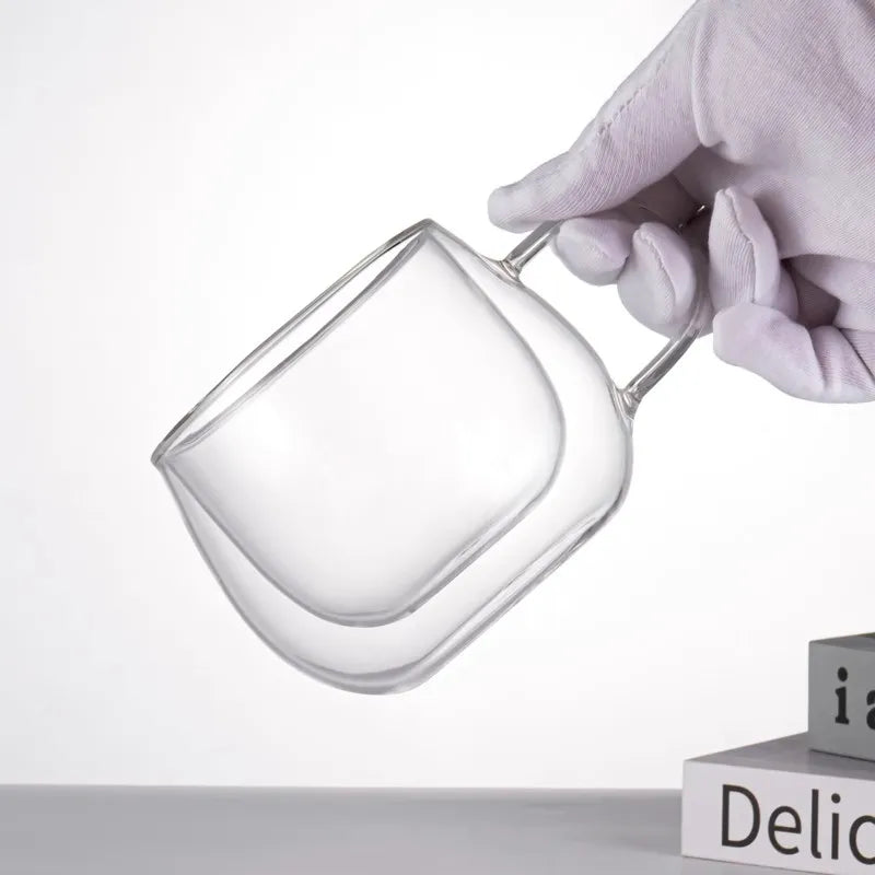 100/200ml Double Walled Glass Coffee Cup Set Clear Espresso Cups With Handle Heat-resisting Glass Cup For Milk Latte Tea