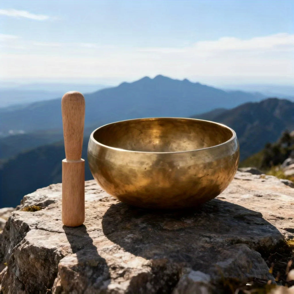 Tibetan Sound Therapy Singing Bowl Handmade Brass Sing Bowl Yoga Meditation Buddha Sound Bell Healing Stress Relief Instrument