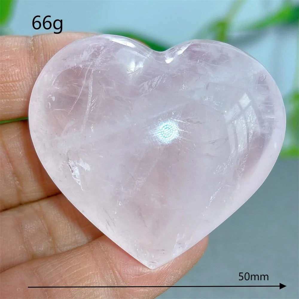 Rose Quartz Heart Crystal Natural Stone Quartz Stone Minerals Home Decoration Reiki Craft Gifts Energy Healing Luck Love