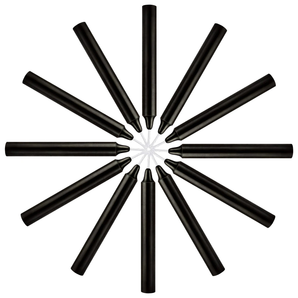 12 Pcs 3.9*0.4in (10.1*1.2cm) Black Small Rod Wax, Drip-Free, Smoke-Free and Fragrance-Free Home Dinner Candles, Hand-Pulled, High-Quality, Suitable for Various Places, Various Holidays.