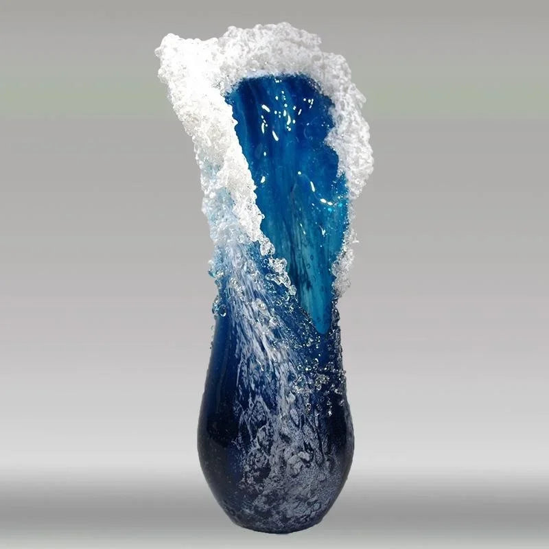 2025 New Wave Vase Handmade Artwork Modern Minimalist Ocean Blue Home Decoration