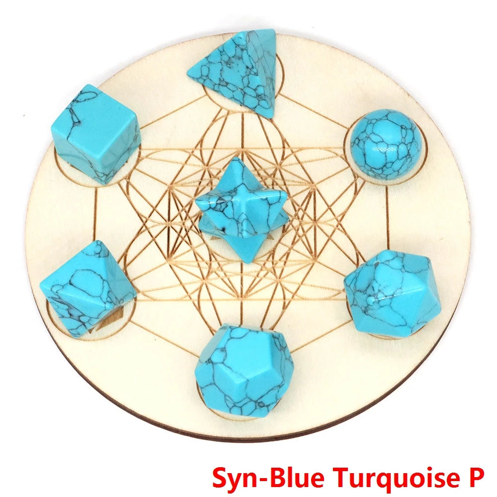 7Pcs/Set Platonic Crystal Solid Geometry Stone for Reiki Healing Chakra Gemstone Balancing Lucky Geometric Polyhedron Home Decor