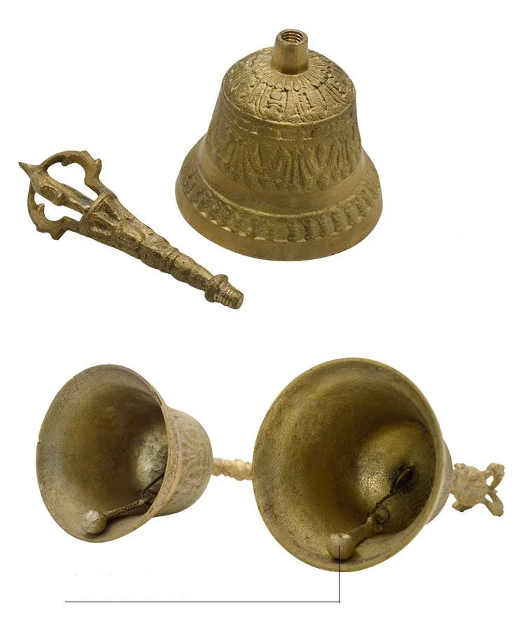 brass ritual bells Tibetan buddhist bells for Divination Wicca FengShui Loud Call Meditation Hand Bell  Prayer Alarm copper