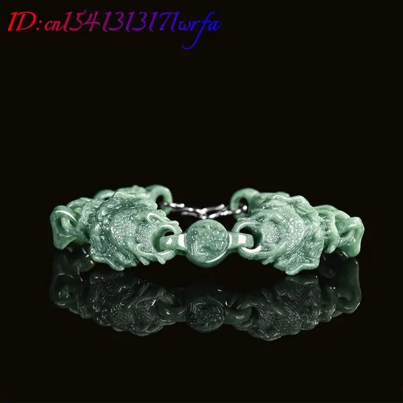 Green Myanmar Jadeite Dragon Bracelet Talismans Gifts for Women Bangle Natural Jade Real Jewelry Luxury Amulet Designer Fashion