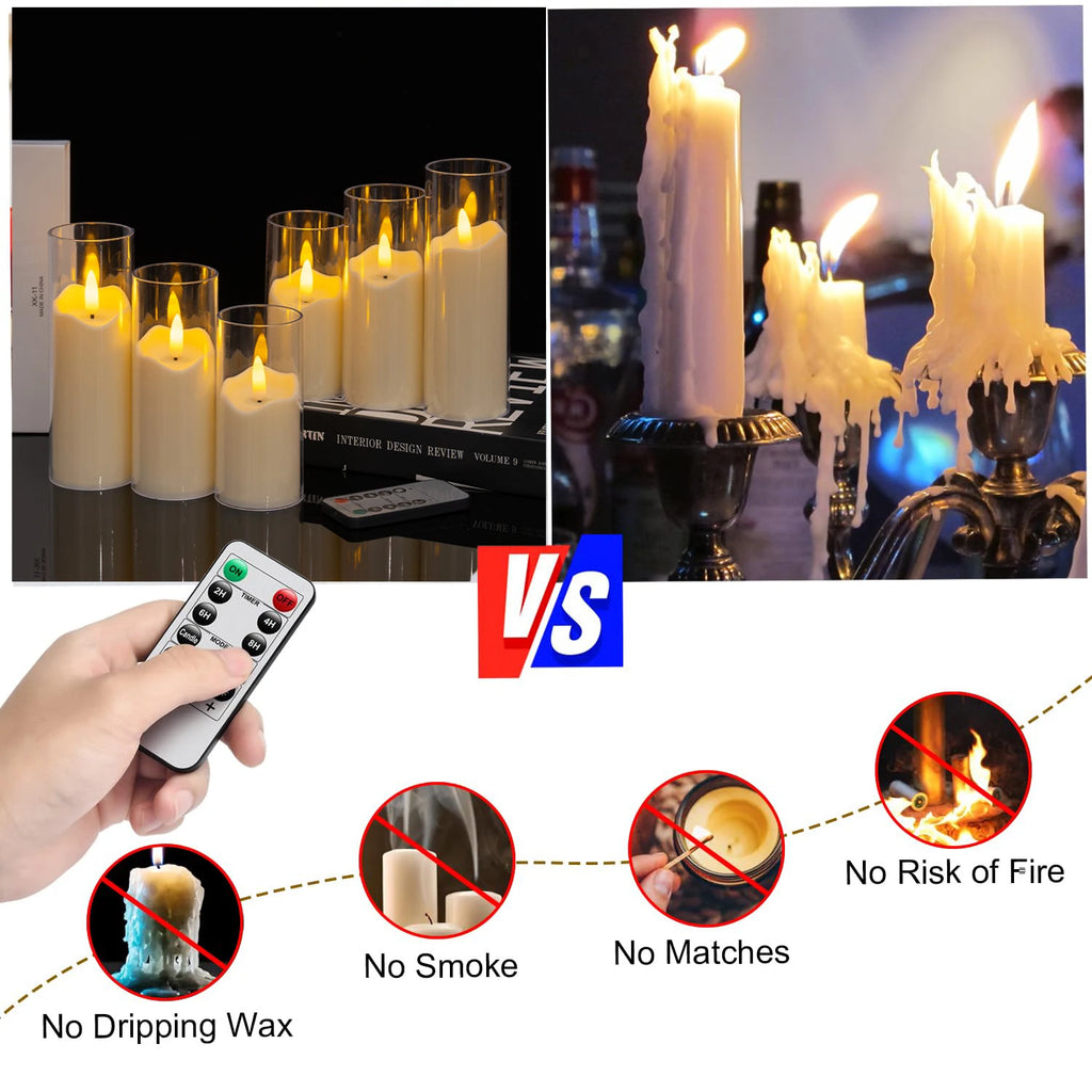 6-180PCS  Led Flameless Artificial Candles Acrylic Cup Led Candles Battery Operated Candle for Wedding Concert Activities Decor