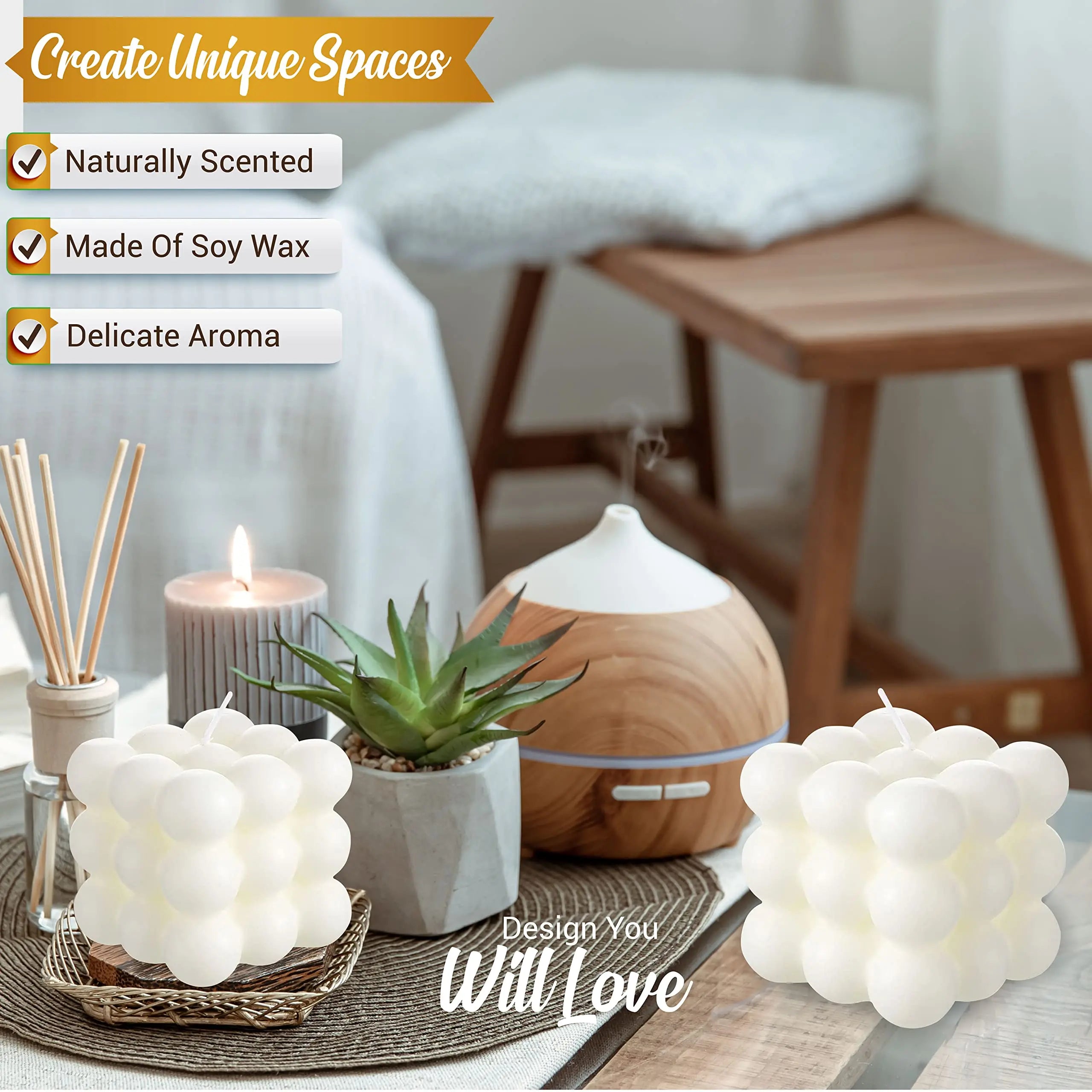 3D Bubble Cube Scented Candle Home Decoration Handmade Candles Wedding Birthday Candles Room Decor Props for Photos  Ins Style