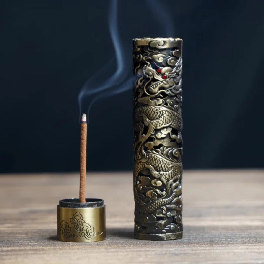 1PC Brass Agarbatti Stand with Ash Catcher Beautiful Safety Incense Holder The Heart Sutra Chinese Character