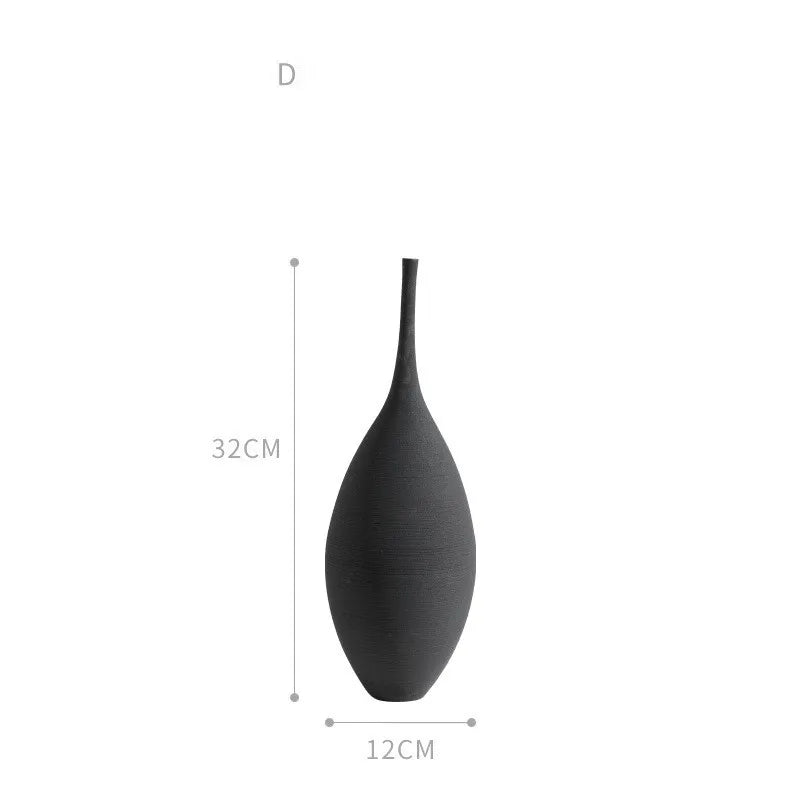 Handmade Ceramic Art Vase Pot Cabinet Table Decor Home Ornament Simple Modern Luxury Nordic Living Dining Bed Room Hall Black
