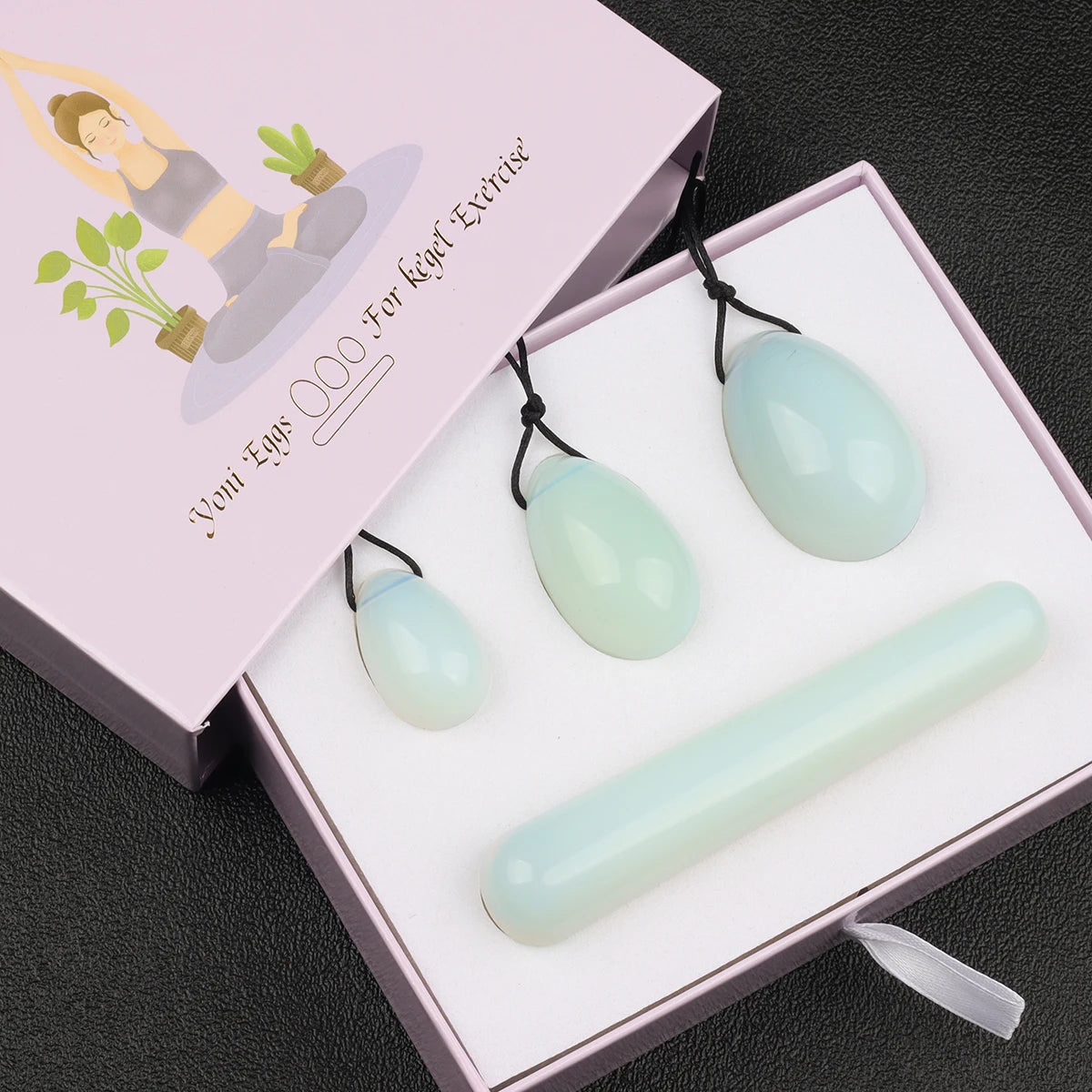 Wholesale Drill Jade Egg Set Quartz Massage Wand Crystal Stone Yoni Ball Pelvic Kegel Exercise Tool Tightening Vaginal Muscle