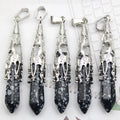 10pcs Crystal Pendulums for Dowsing Divination Natural Gem Stone Quartz Crystal Obsidian Hexagon Pendant For DIY Jewelry Making