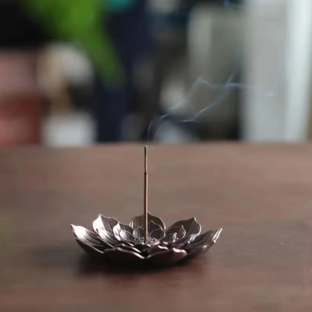 Alloy Incense Burner Lotus Multi-hole Wire Stick Holder Household Antique Incense Plate for Buddha Incense Holder Home Decor