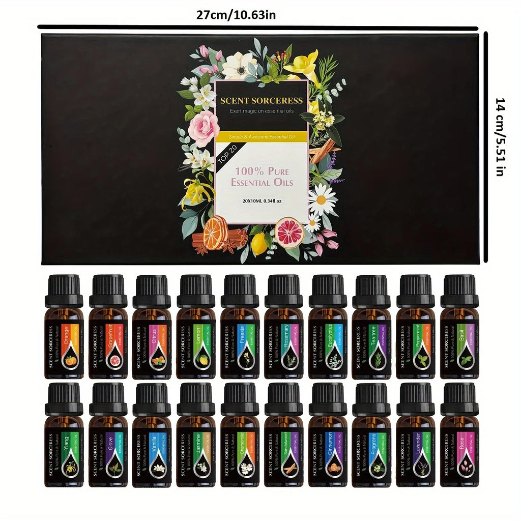 Christmas Essential Oil Set Lavender Eucalyptus Sweet Orange Lemon 20Pcs/Set Massage Spa Aroma Fragrance Oil Humidifier Diffuse
