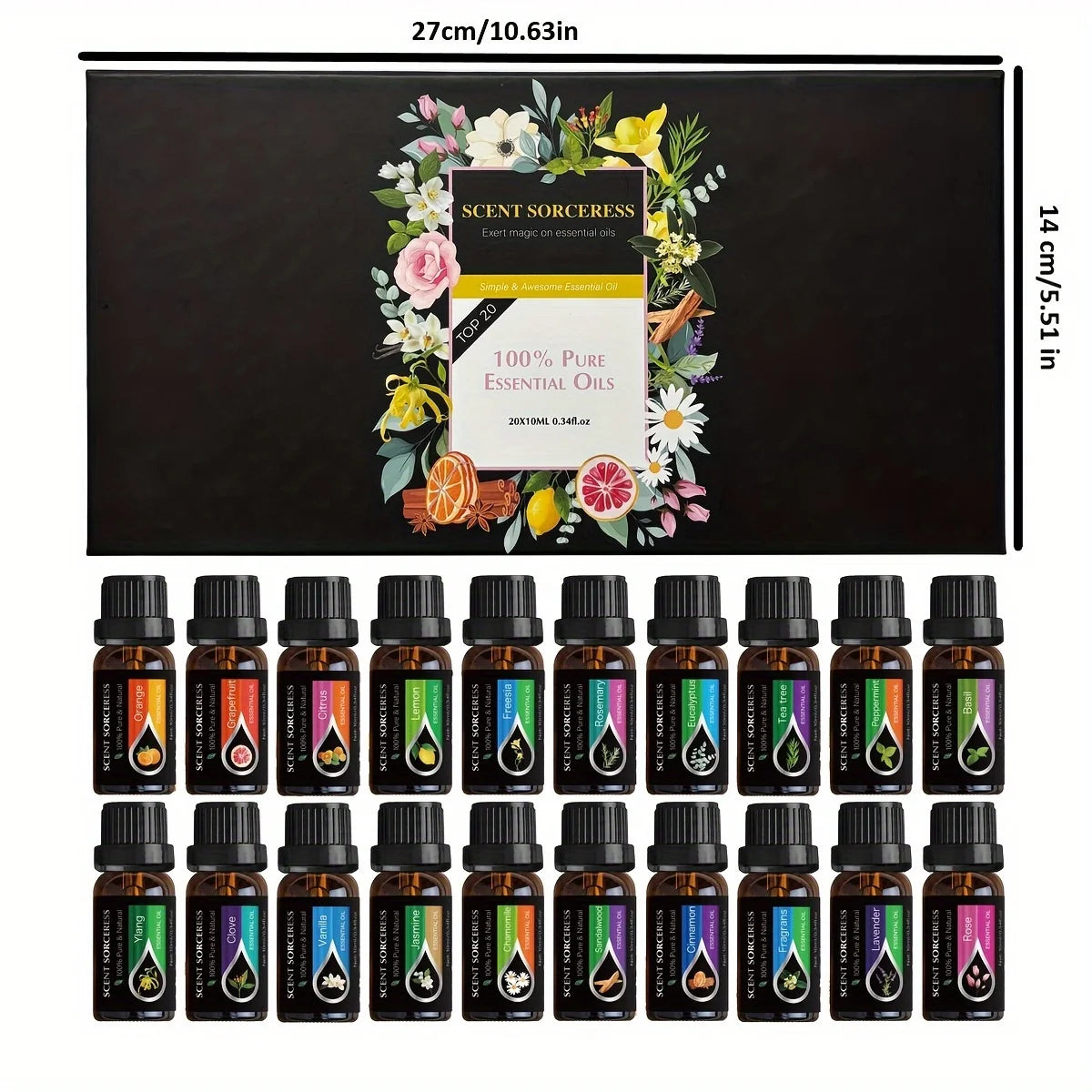 Christmas Essential Oil Set Lavender Eucalyptus Sweet Orange Lemon 20Pcs/Set Massage Spa Aroma Fragrance Oil Humidifier Diffuse