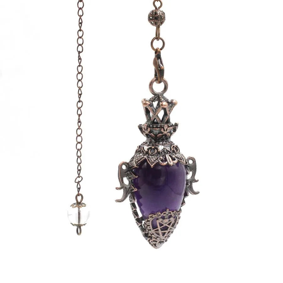 Big Natural Stone Pendant Crystal Pendulums Divination Black Obsidian Amethysts Lapis Pink Quartz  Reiki Spiritual Pendulo X210
