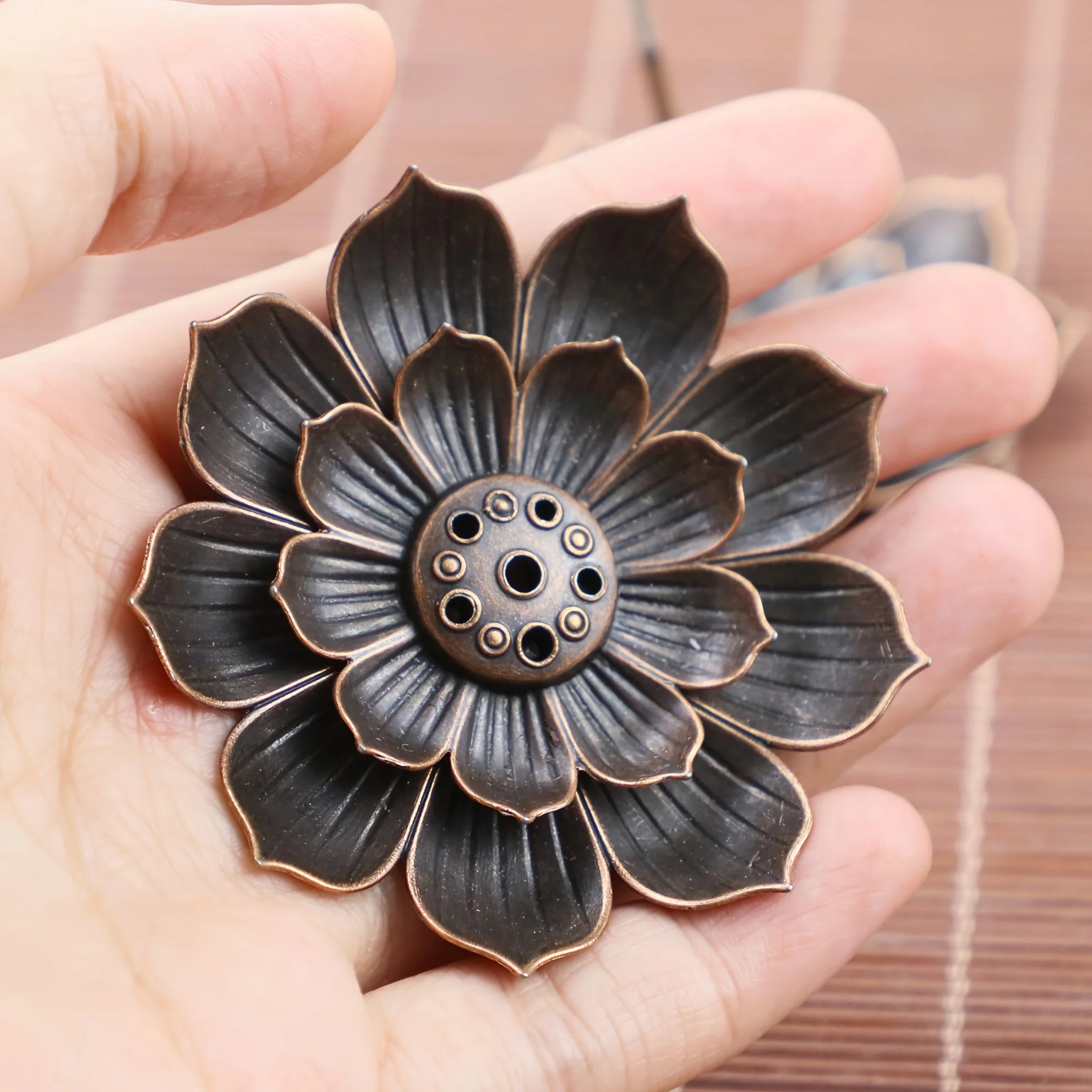 Alloy Incense Burner Lotus Multi-hole Wire Stick Holder Household Antique Incense Plate for Buddha Incense Holder Home Decor