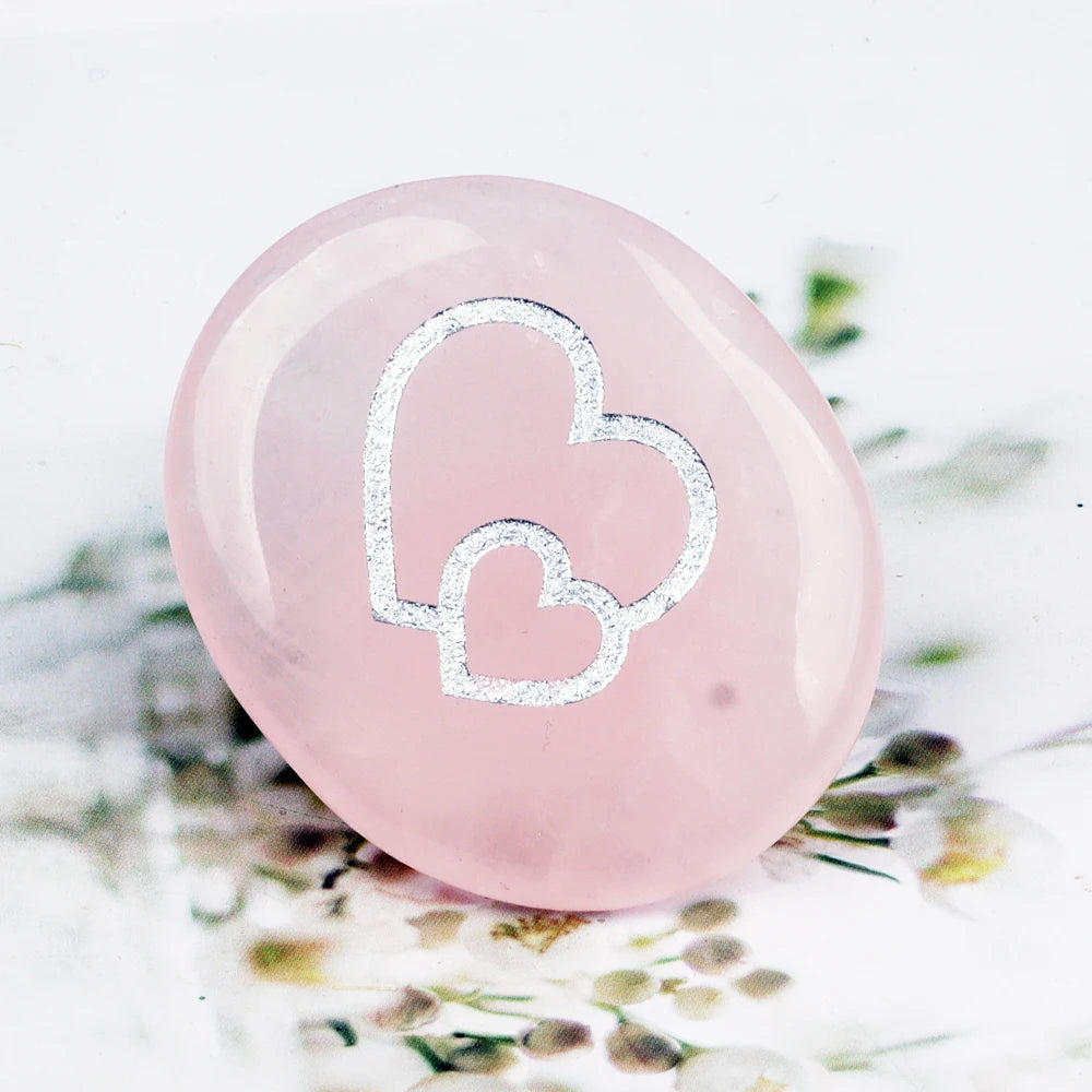 Crystal Worry Stone Double Plane Shaped Piece Inspirational Palm Stone, Engraved With Words To Relieve Worries Jade Energy Stone