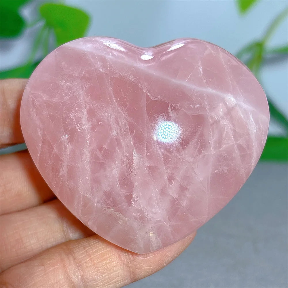 Rose Quartz Heart Crystal Natural Stone Quartz Stone Minerals Home Decoration Reiki Craft Gifts Energy Healing Luck Love