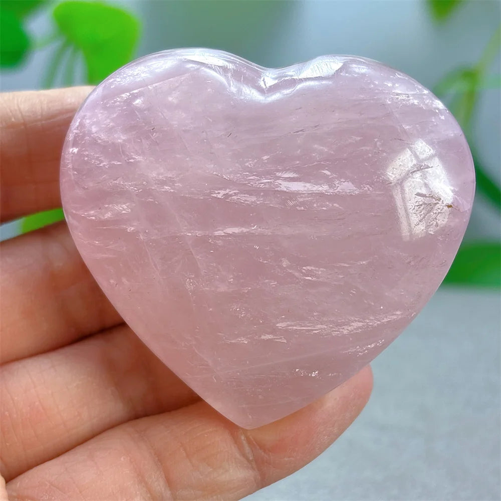 Rose Quartz Heart Crystal Natural Stone Quartz Stone Minerals Home Decoration Reiki Craft Gifts Energy Healing Luck Love