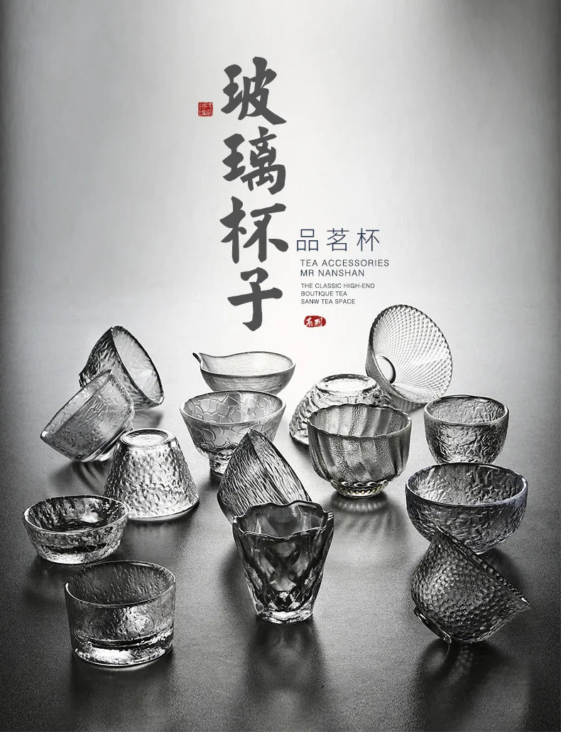 Tea Cup Japanese Style Hammered Pattern Master Cup Small Thickened Glass Cup Personal Handmade Single Cup Kung Fu Tea Set