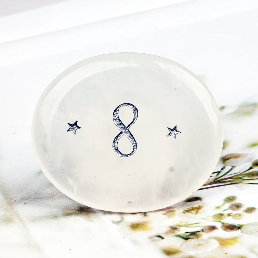 Crystal Worry Stone Double Plane Shaped Piece Inspirational Palm Stone, Engraved With Words To Relieve Worries Jade Energy Stone