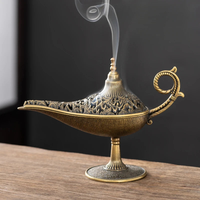 Aladdin Genie Lamp Incense Burner Made of Alloy Material Ideal for Tea Ceremony Decoration and Incense Use