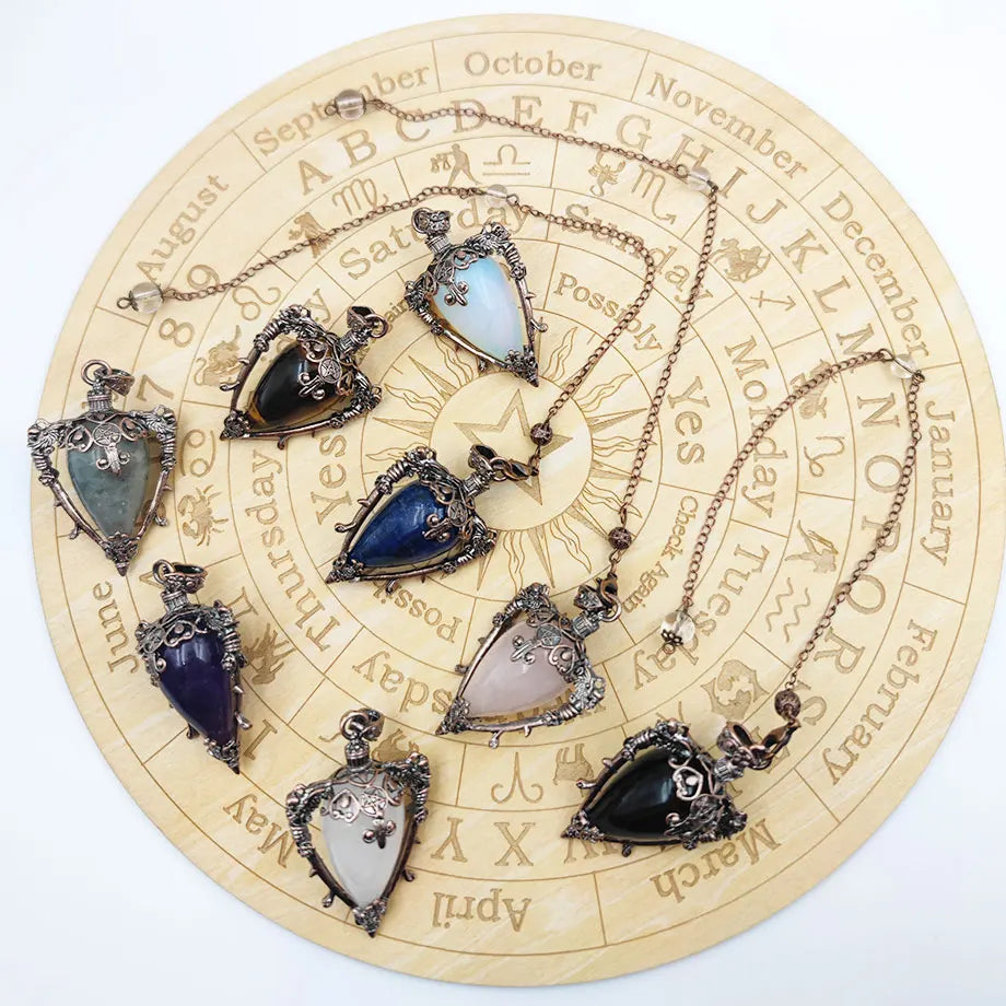 Big Natural Stone Pendant Crystal Pendulums Divination Black Obsidian Amethysts Lapis Pink Quartz  Reiki Spiritual Pendulo X210