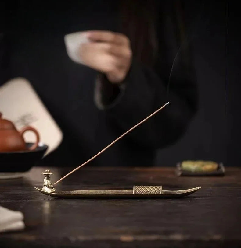 Creative Incense Holder Boat Fishing Men Insence Burner Japanese Style Incense Stick Burners Aromatherapy Ornament Home Decor