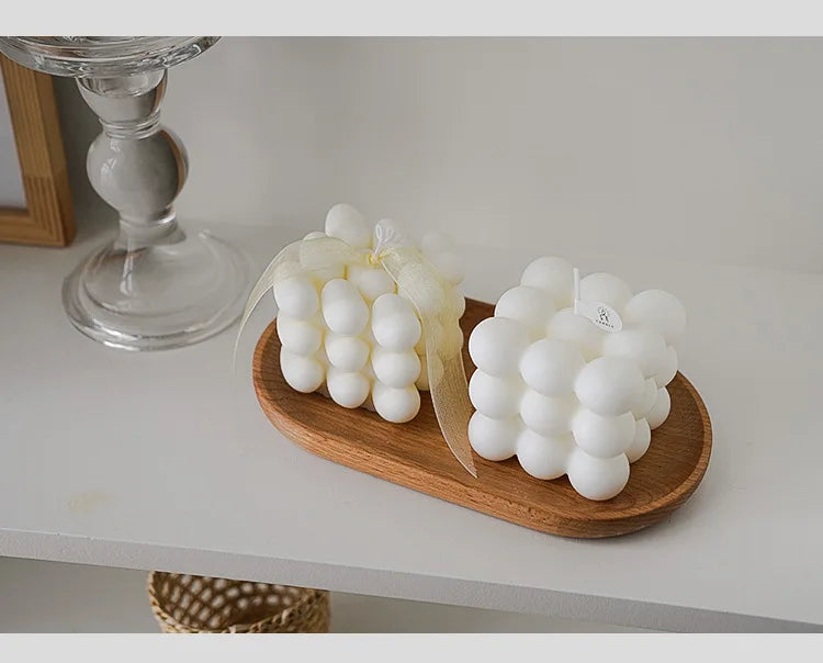 3D Bubble Cube Scented Candle Home Decoration Handmade Candles Wedding Birthday Candles Room Decor Props for Photos  Ins Style