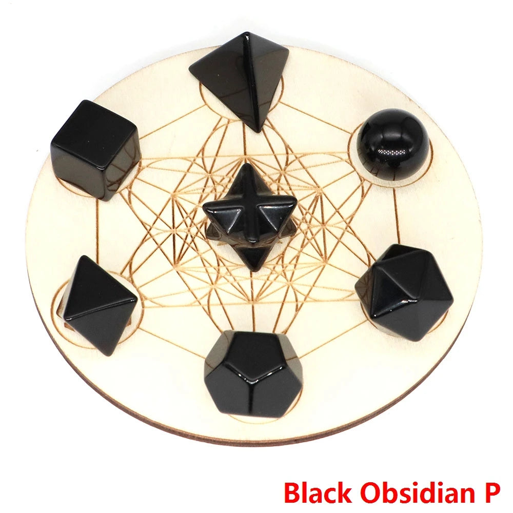 7Pcs/Set Platonic Crystal Solid Geometry Stone for Reiki Healing Chakra Gemstone Balancing Lucky Geometric Polyhedron Home Decor