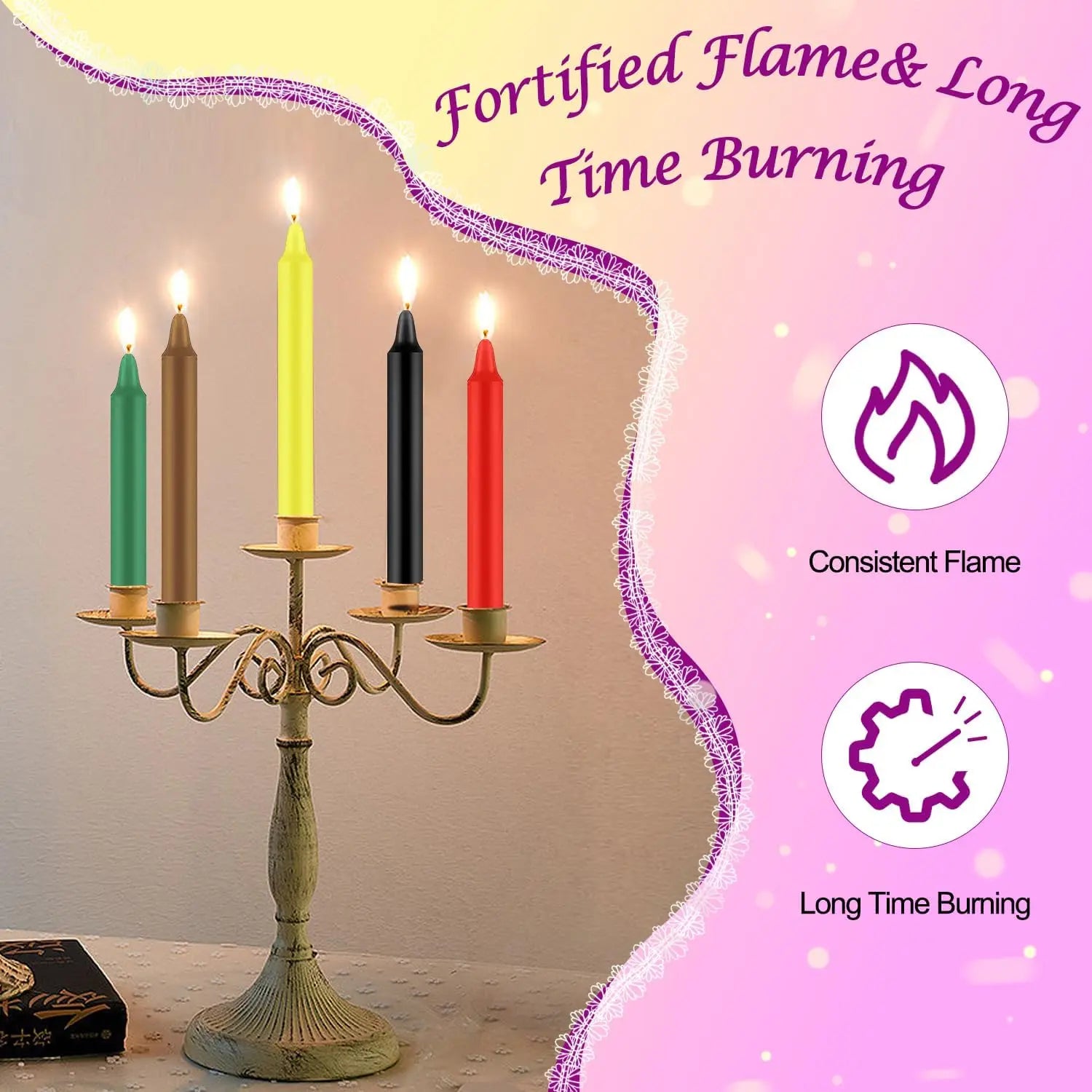 24 Pieces of 4英寸 Colorfuled Waxs, Drip-Free, Smoke-Free, Fragrance-Free, Home Dinner Candles, Hand-Pulled, High-Quality, Suitable for Church, Family, Wedding, Party, Seasonal Celebrations, Emergency Situations and Home De