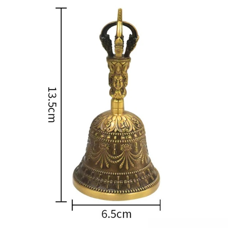 Tibetan Vajra Bell Brass Three Strand Chime Bell Zen Temples Buddhist Handheld Wind Chimes Portable Meditation Decoration Bells