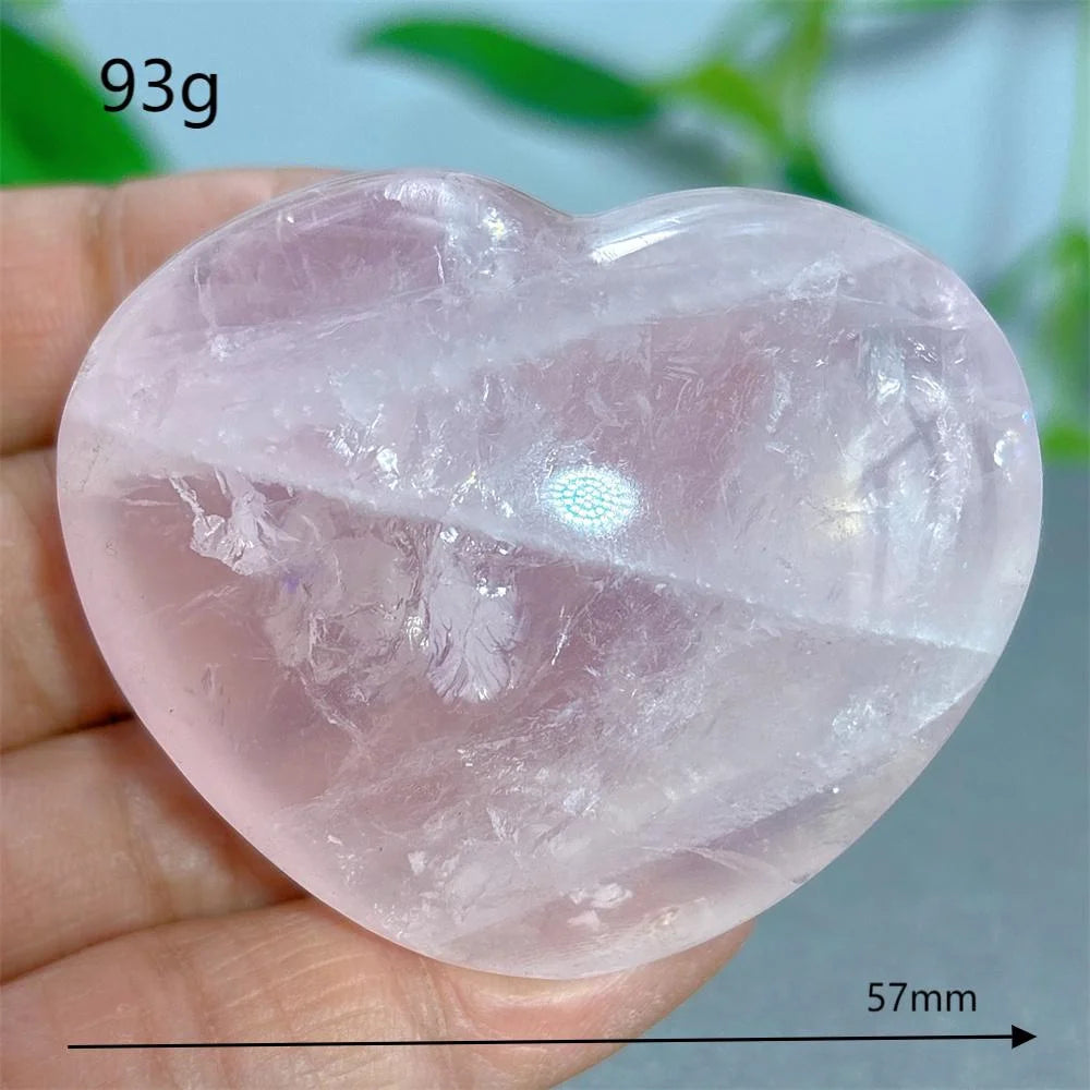 Rose Quartz Heart Crystal Natural Stone Quartz Stone Minerals Home Decoration Reiki Craft Gifts Energy Healing Luck Love
