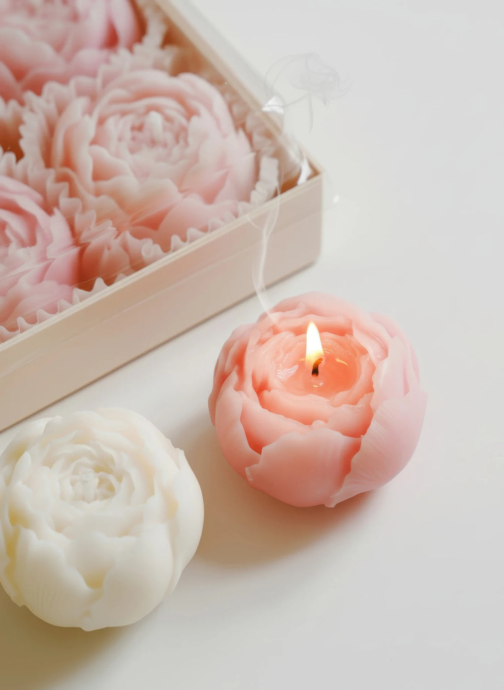 Rose Flower Shaped Soy Wax Candle Set of 4 Gift Box, Handmade Decorative Smokeless Candles for Home Decor,Birthday,Wedding Gifts
