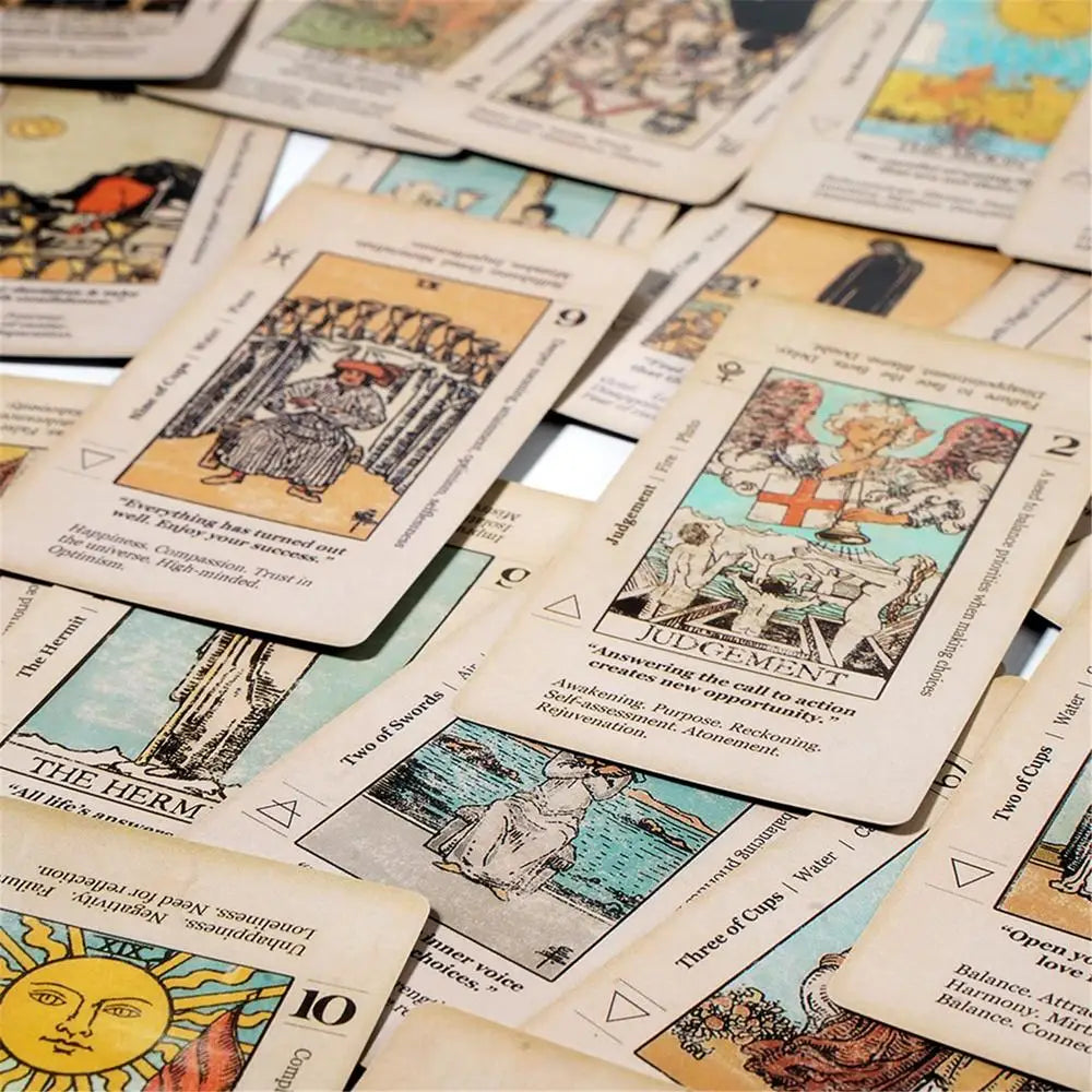 Tarot Card With Meaning On Them Beginner Tarot Keyword Antiqued Tarot Deck Learn Tarot 78 Cards Reversed