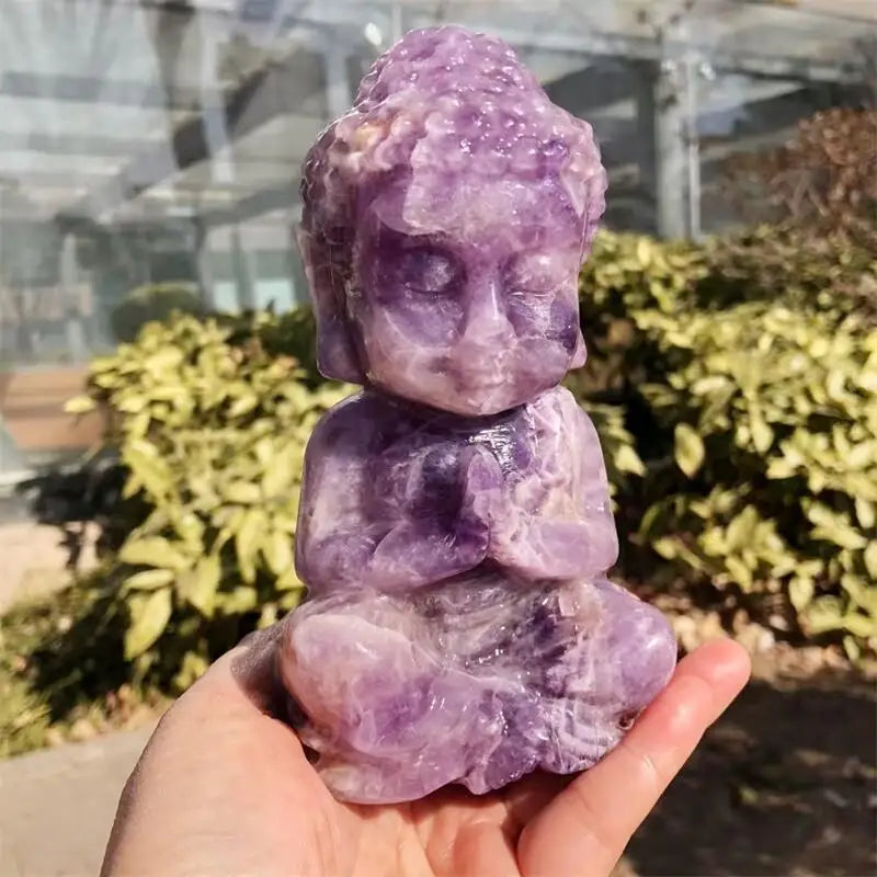 Natural Dream Amethyst Buddha Statue Carving Figurine Ornament Feng Shui Craft Home Decor Stone Gift 1pcs