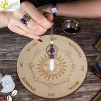 CSJA Natural Stone Cone Pendulum Reiki Amethyst Pink Crystal Gem Stone Pendulo for Dowsing Dinvination Healing Quartz H624