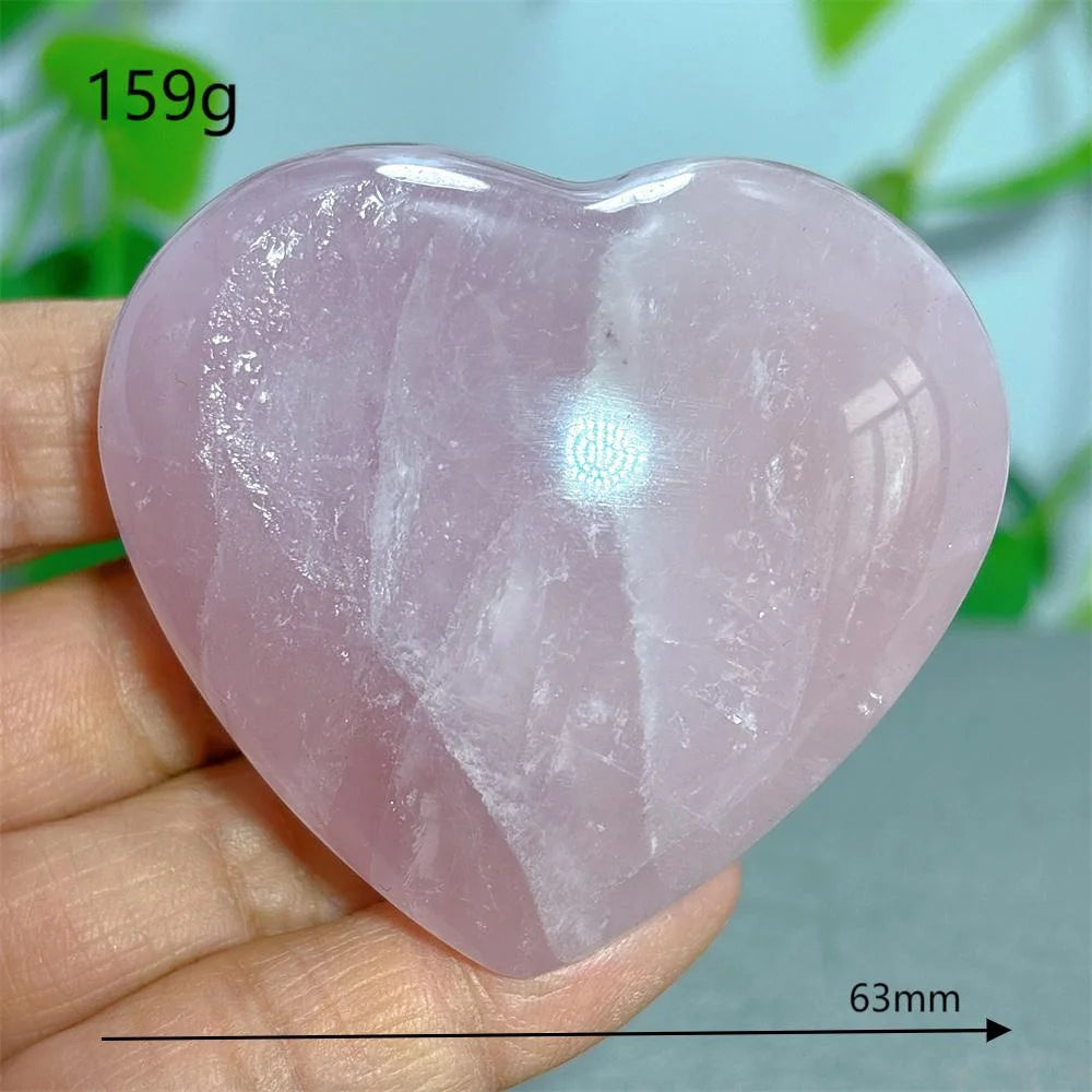 Rose Quartz Heart Crystal Natural Stone Quartz Stone Minerals Home Decoration Reiki Craft Gifts Energy Healing Luck Love